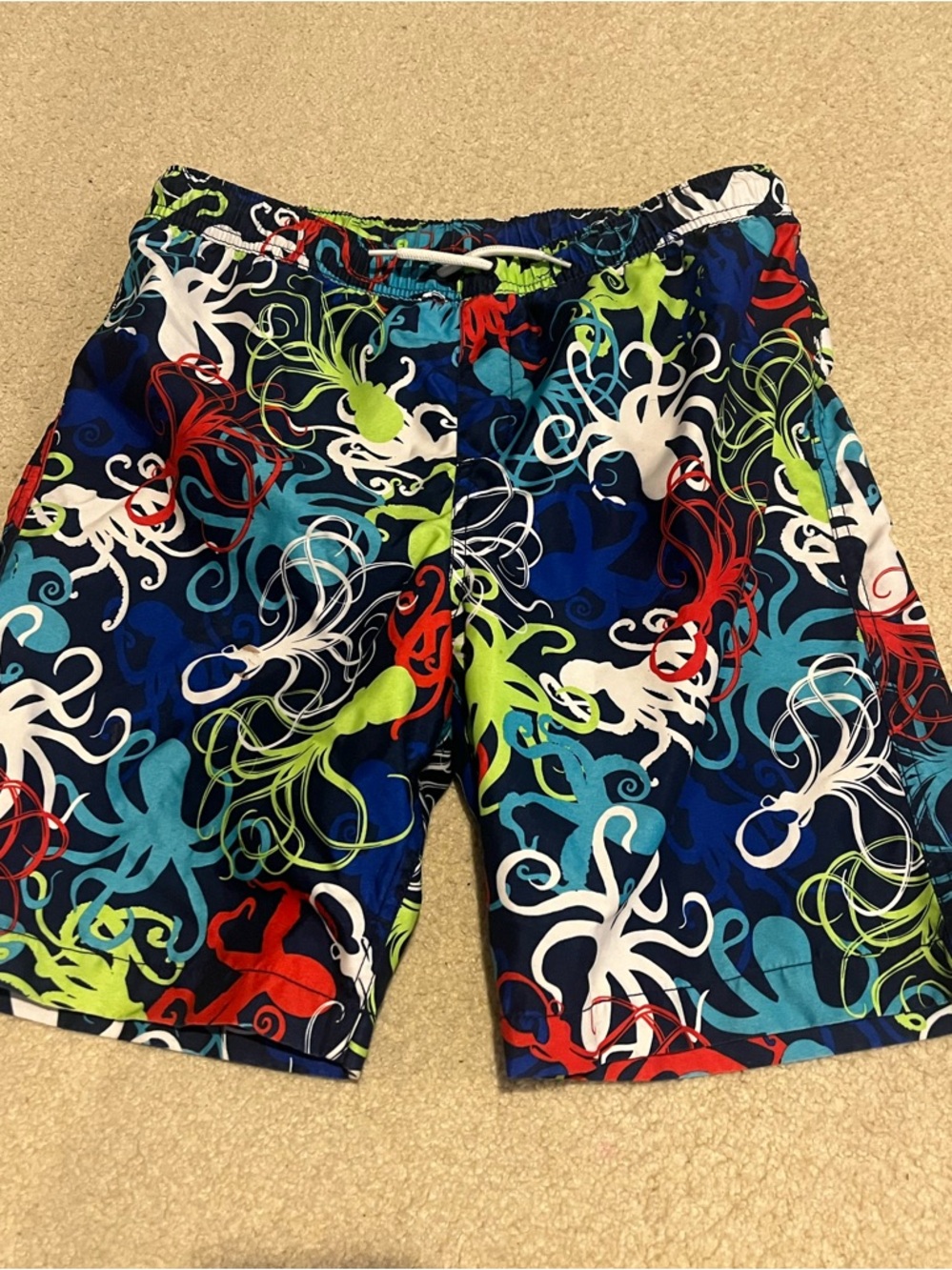 Boy’s husky Multicolor Octopus Print Swim suit Shorts 8” inseam Large 14H-16H